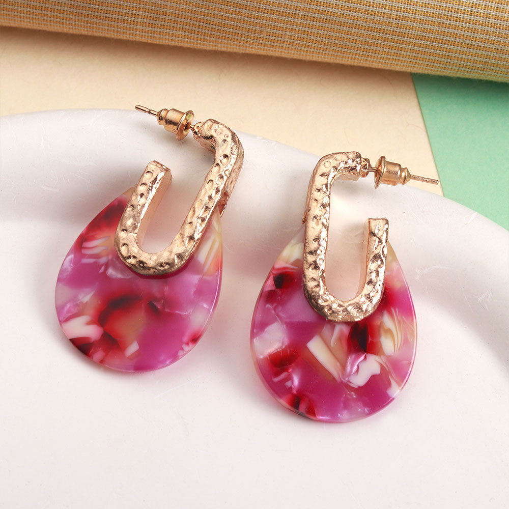 Pebble Thread- Marble textured dangler earrings