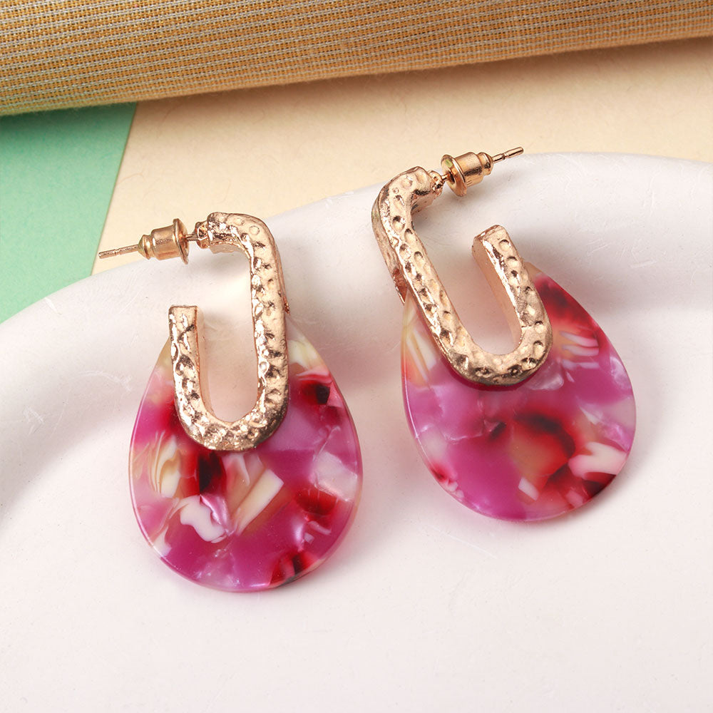 Pebble Thread- Marble textured dangler earrings