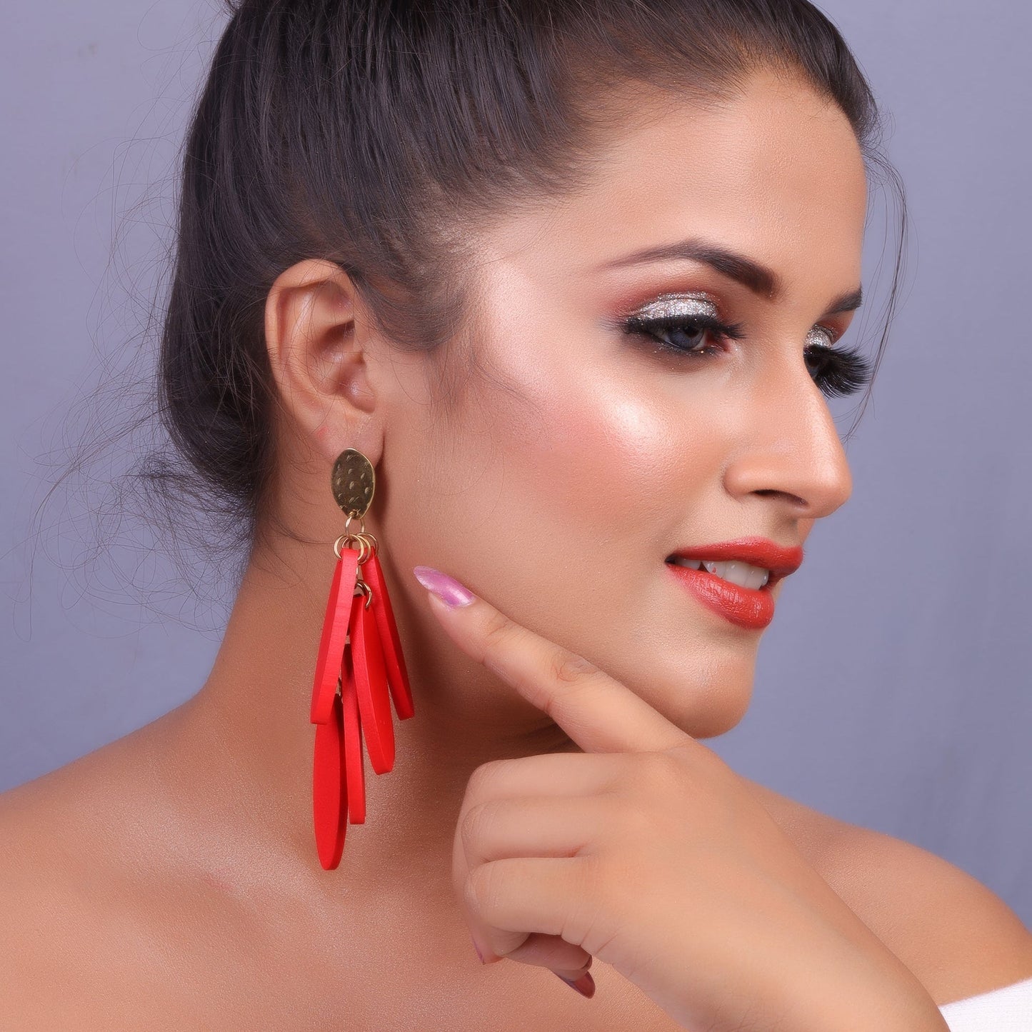 Lustre Block- Oval charms dangler earrings