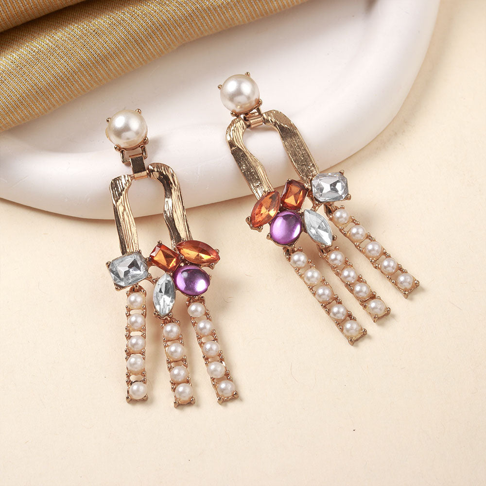 Bold Beam- Stone studded dangler earrings