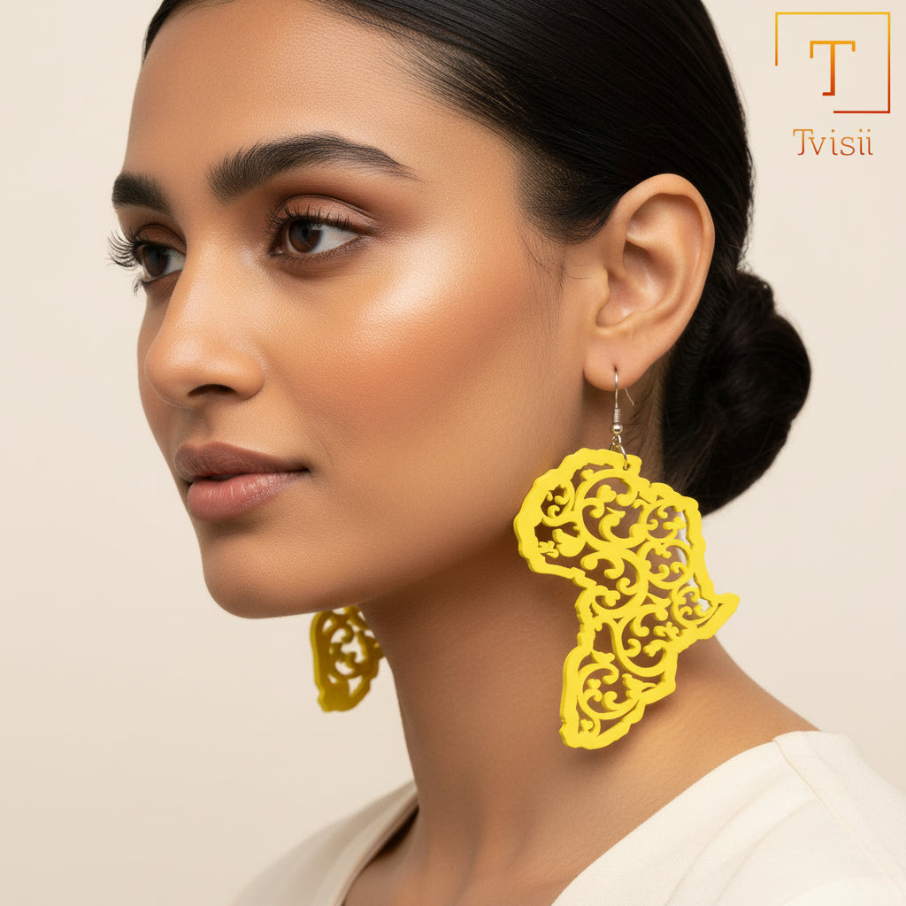 Echo of Colour- Embroidered Dangler Earrings (Yellow)