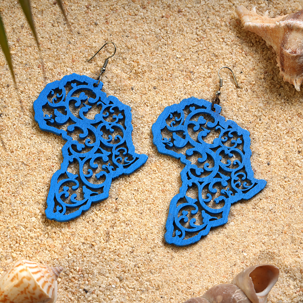 Echo of Colour- Embroidered Dangler Earrings (Blue)