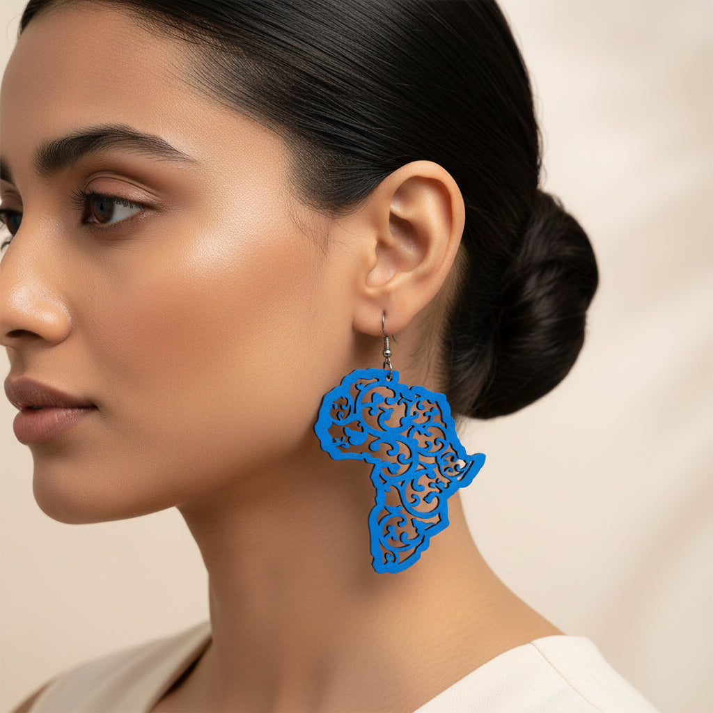 Echo of Colour- Embroidered Dangler Earrings (Blue)