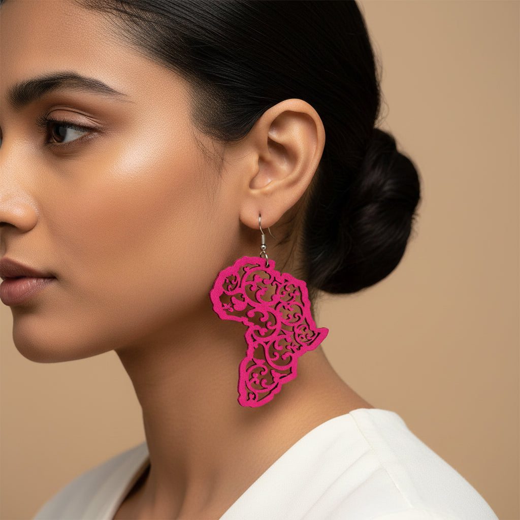 Echo of Colour- Embroidered Dangler Earrings (Pink)