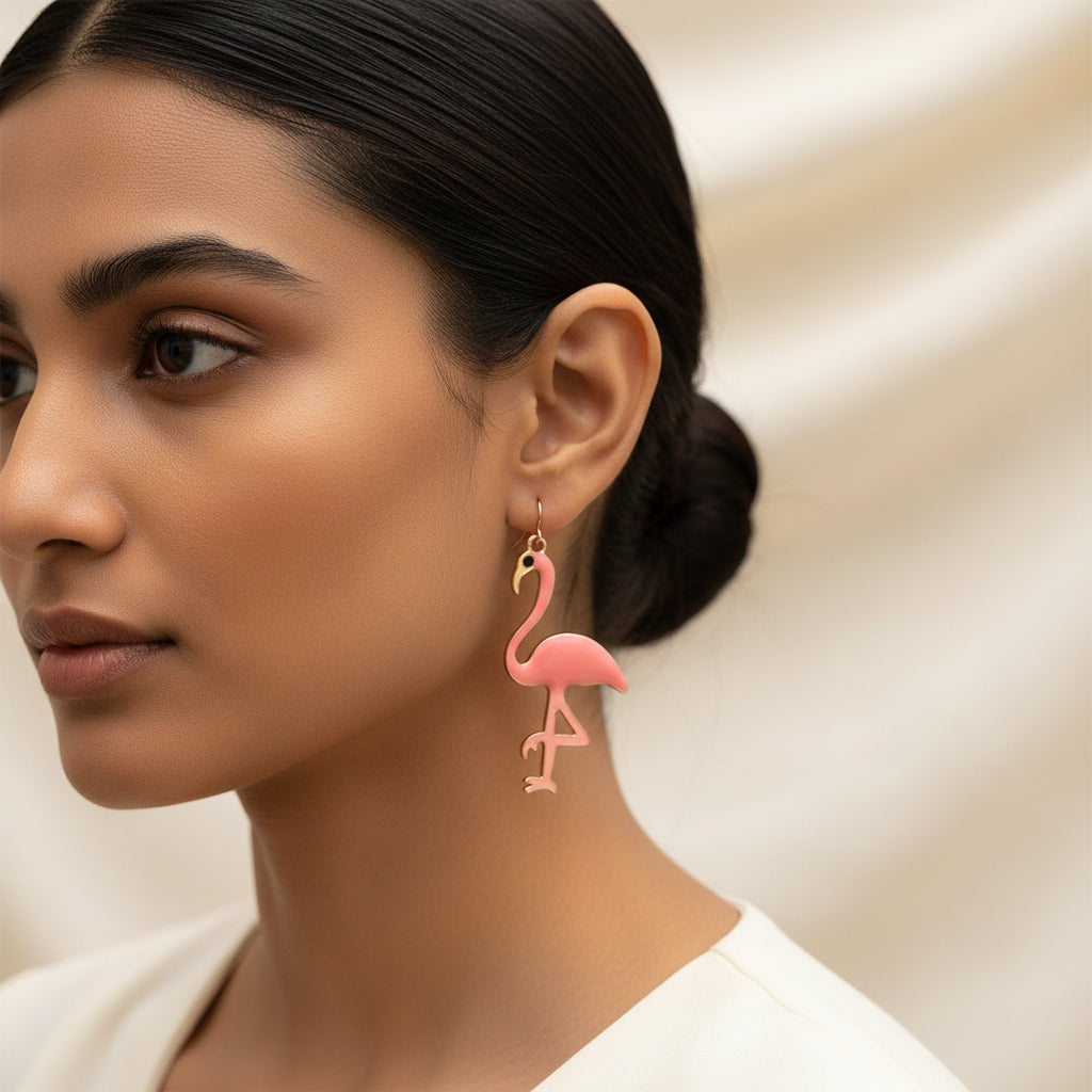 Pink Beak- Flamingo shaped Dangler earrings