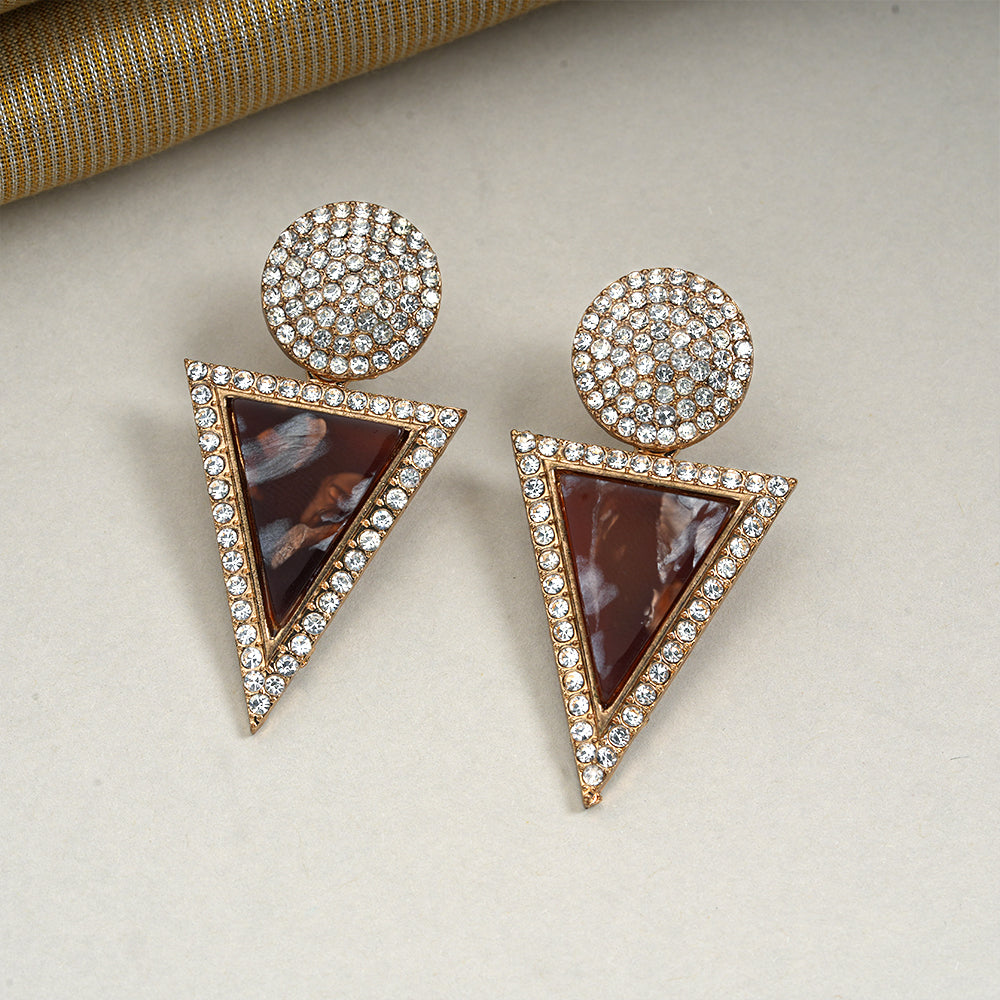 Golden Palm- Stone studded stud earrings