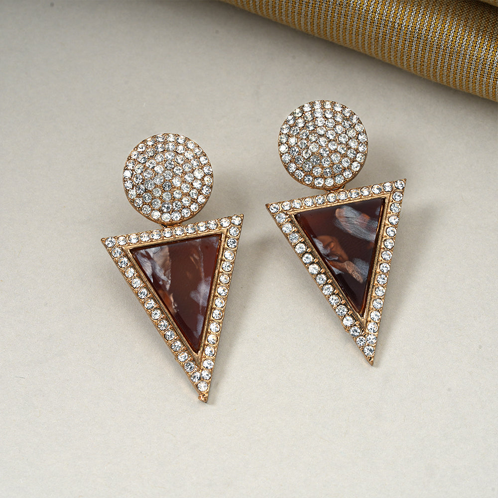 Golden Palm- Stone studded stud earrings
