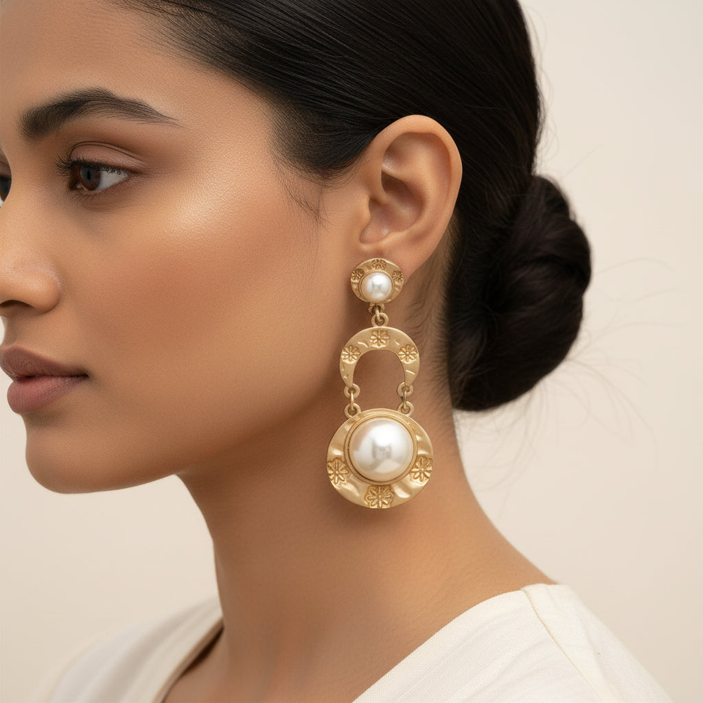 Rose Tropic- Stone studded dangler earrings