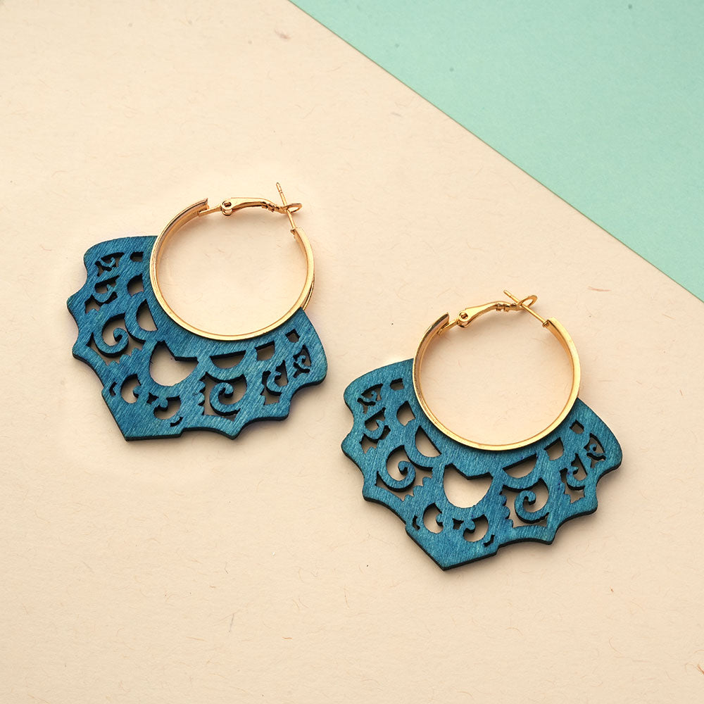 Lime Leaf- Embroidered hoop earrings