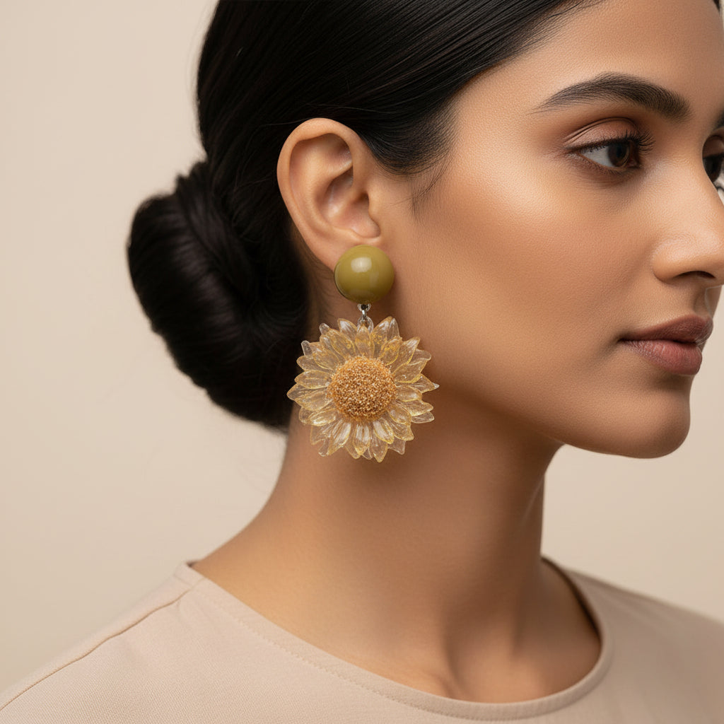 Luna Flowe- Flower shaped dangler earrings