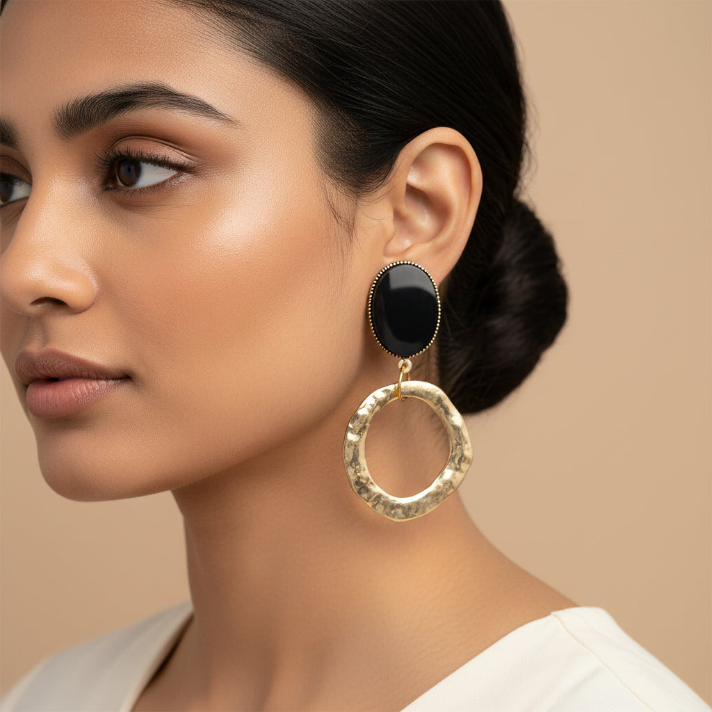 Sunflower Drop- Metallic dangler earrings
