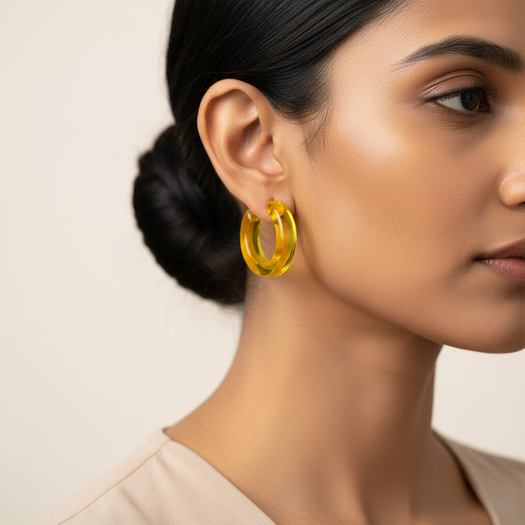 Summer sip- Bright yellow hoop earrings