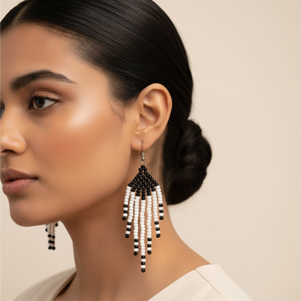 Golden Bead- Beaded dangler earrings