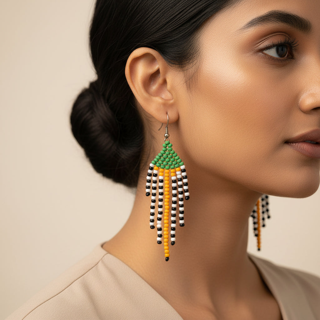 Dew Thread- Beaded dangler earrings