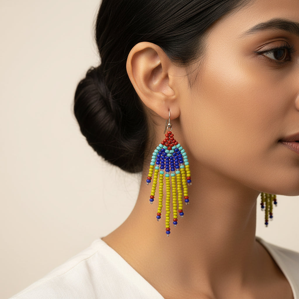 Coral Bloom- Beaded dangler earrings
