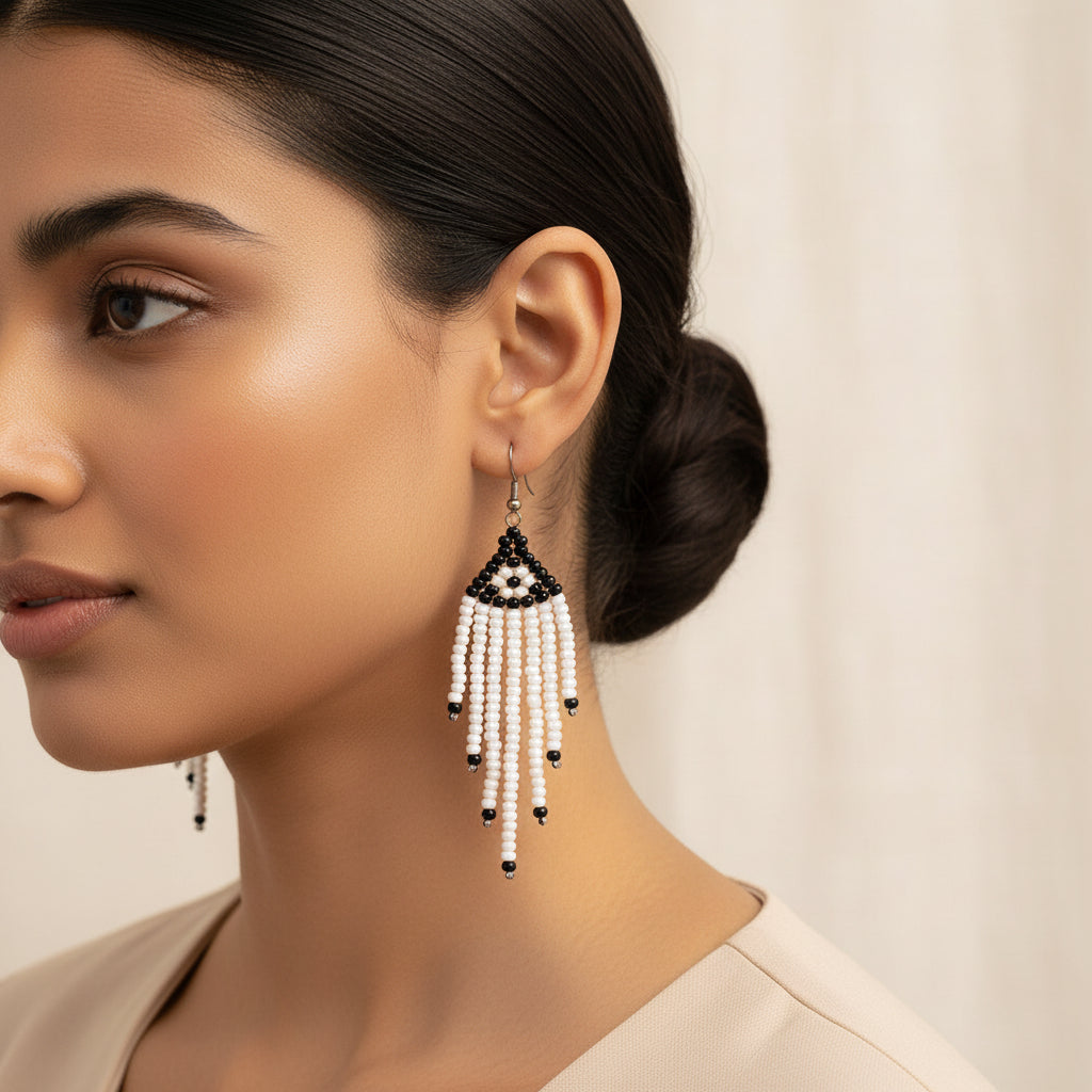 Satin Bead- Beaded dangler earrings