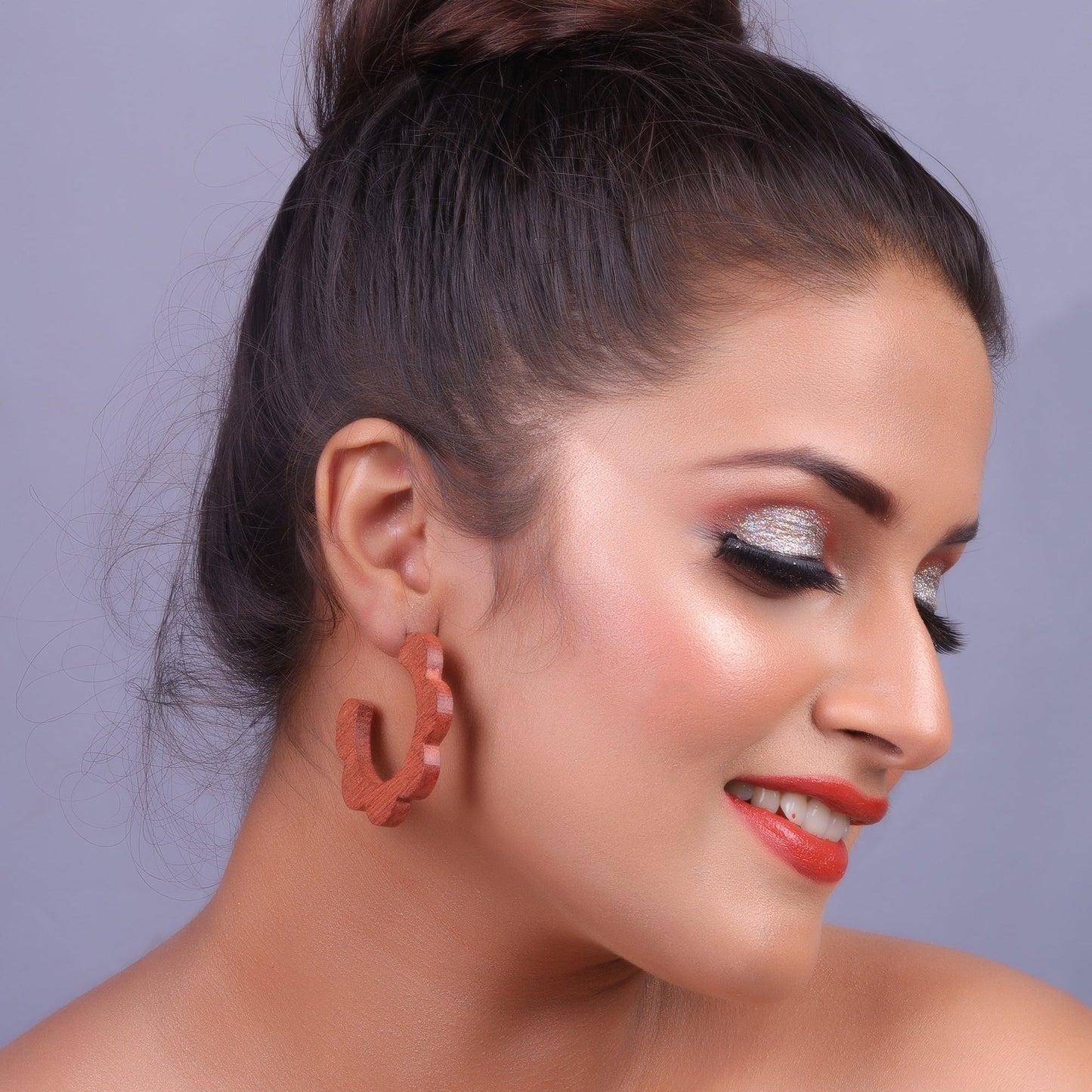 Florawood- Wooden Hoop earrings
