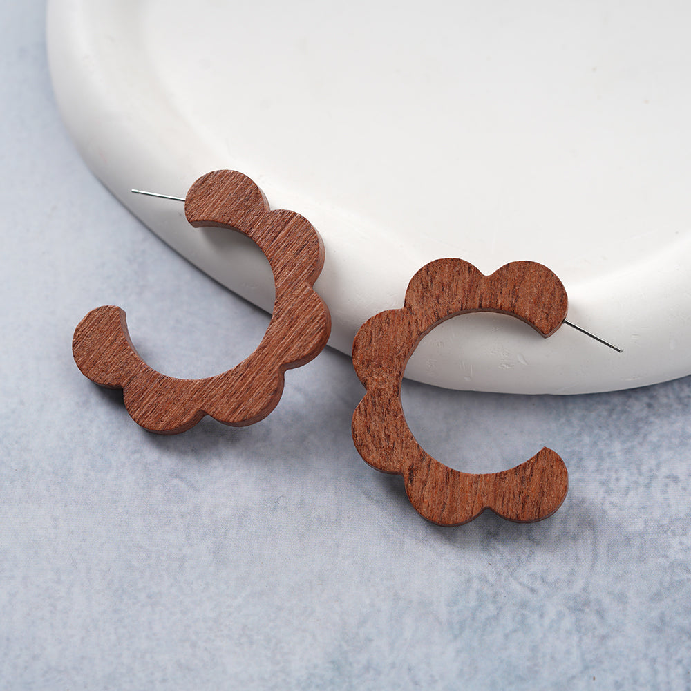 Florawood- Wooden Hoop earrings