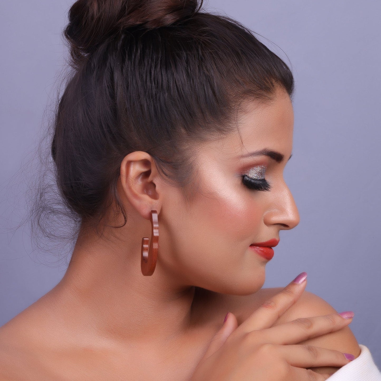 Forest Drop- Wooden hoop earrings