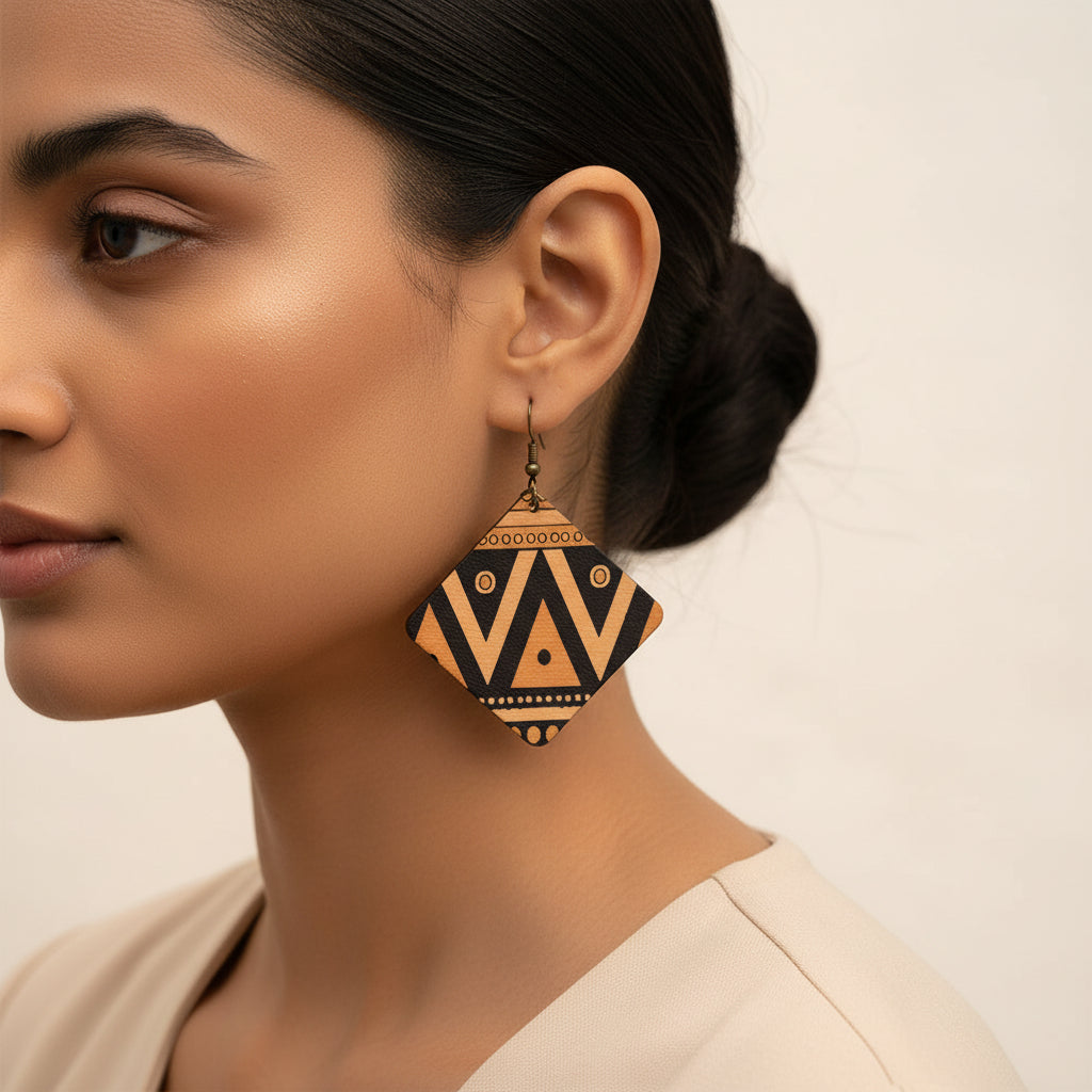 Tribal twists- Tribal print dangler earrings