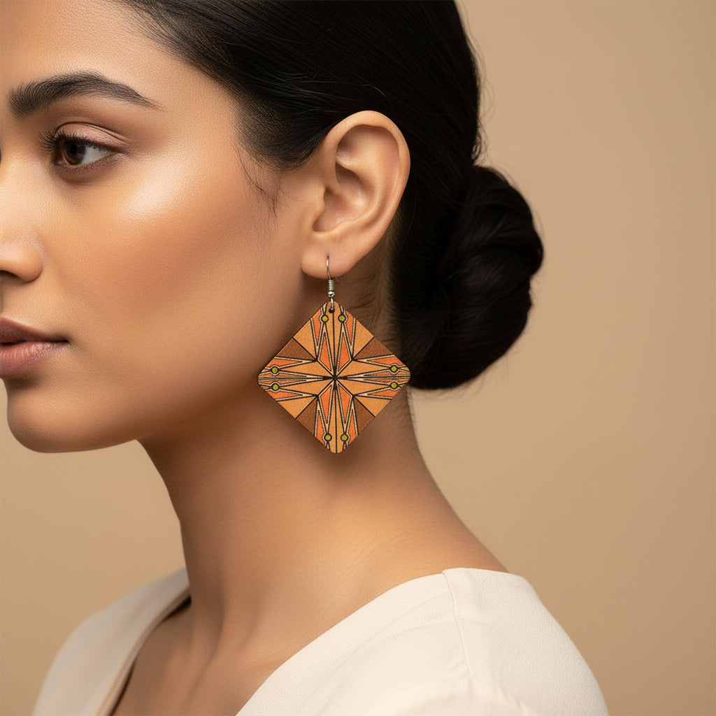 Savanna Glow- Wooden dangler earrings