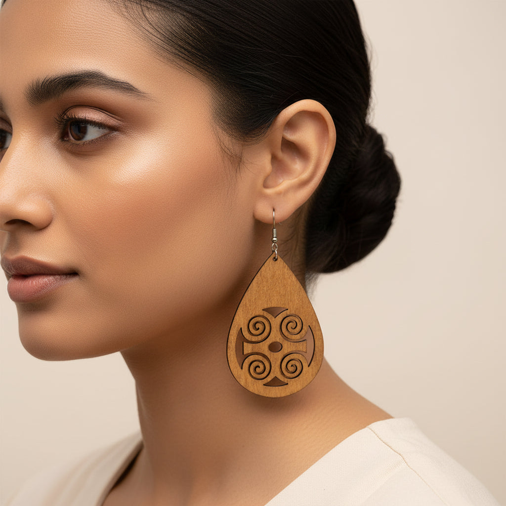 Earth Prowl- Wooden dangler earrings