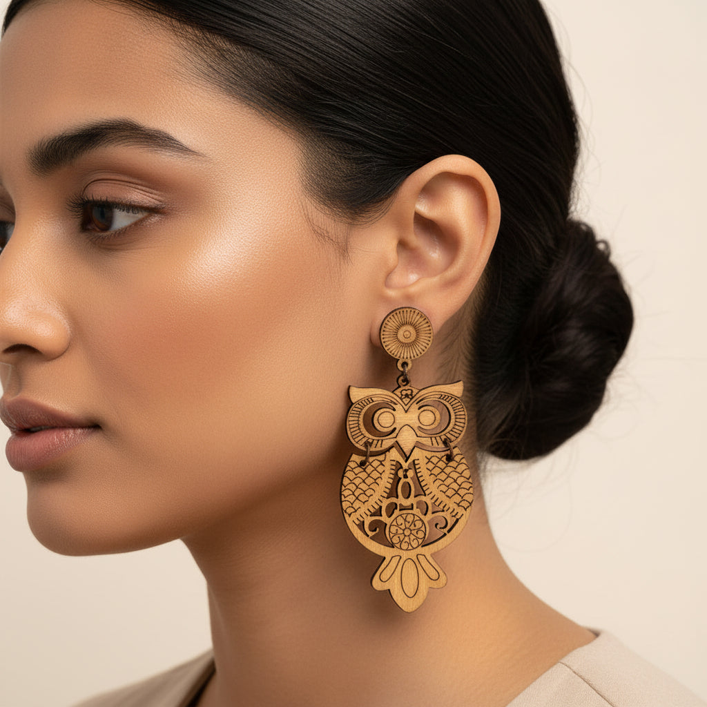 Awesome owl- Owl shpaed dangler earrings