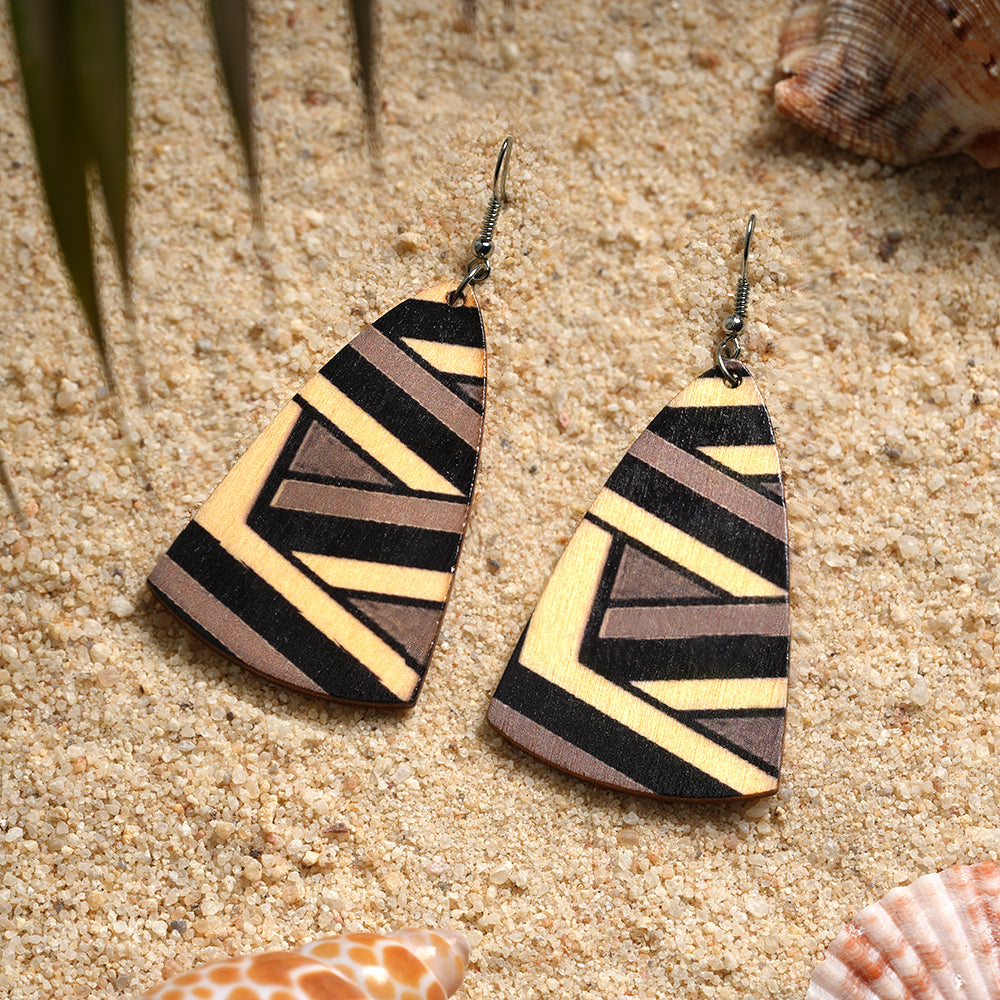Desert Pattern- Wooden dangler earrings