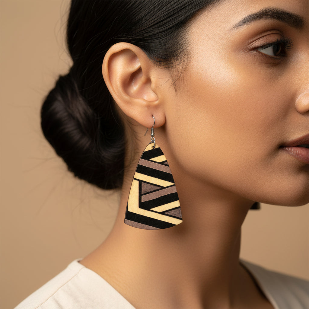 Desert Pattern- Wooden dangler earrings