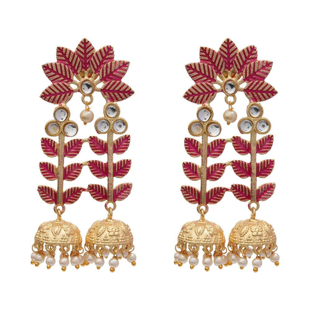 Smita- Hanging Pearl Jhumka earrings