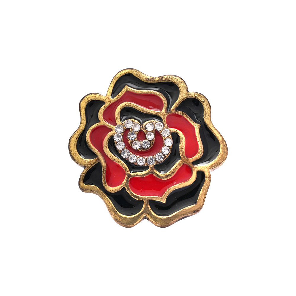 Abhira-Golden Framed Adjustable Ring(Multicolor- Red and Black)