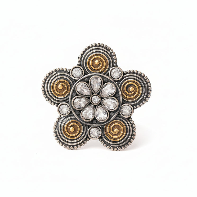 Kumudini-Silver oxidised ring