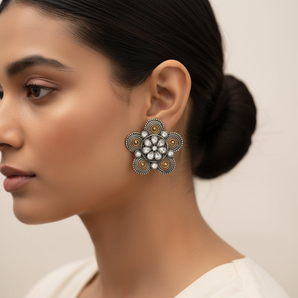 Kumudini-Silver oxidised ring
