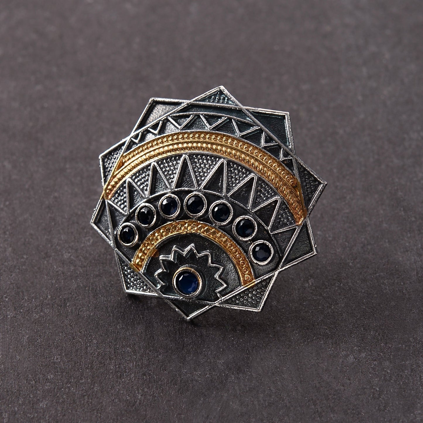 Pravya- Silver oxidised ring