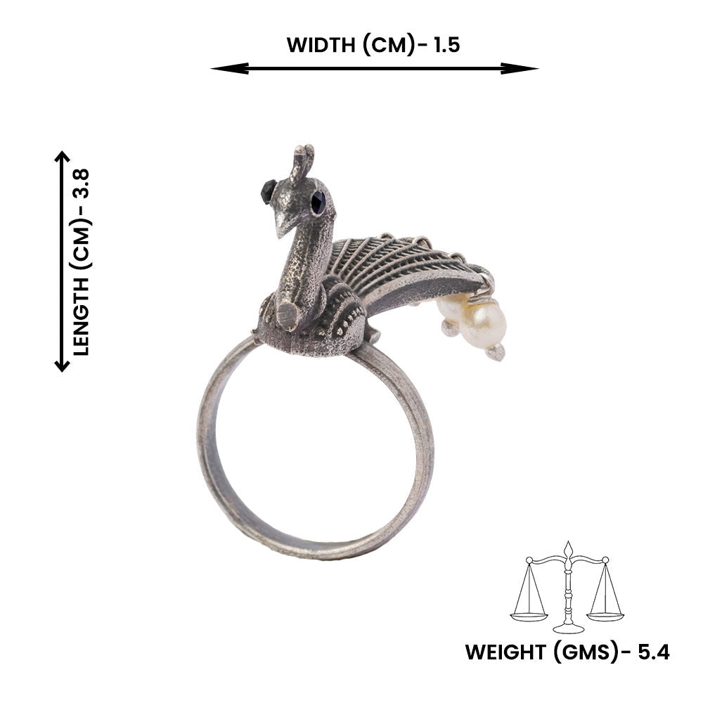 Morpriya- Silver oxidised ring