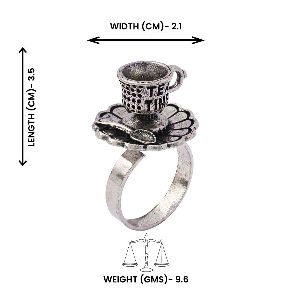 Baithak- Silver oxidised ring