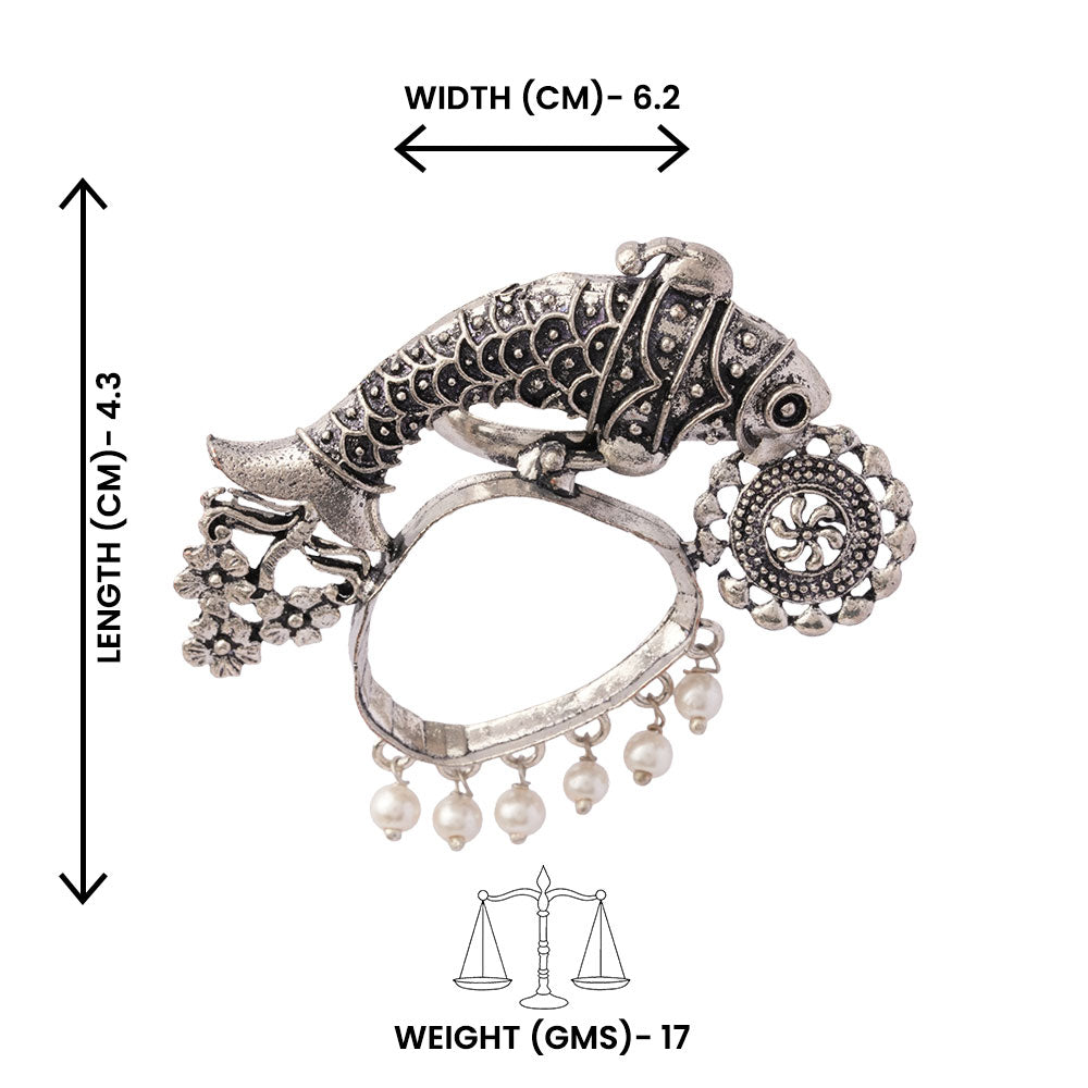 Neerja-Silver oxidised ring