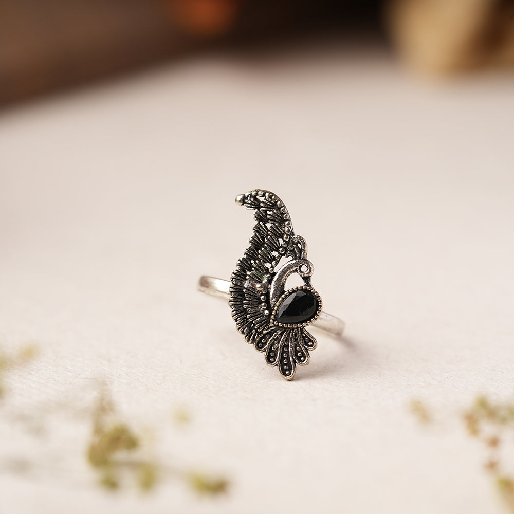 Morprabha-Silver oxidised ring