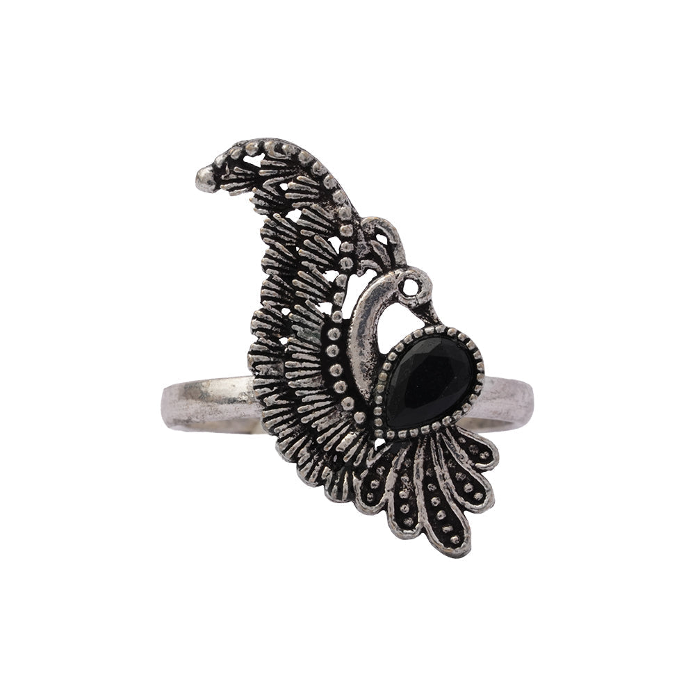 Morprabha-Silver oxidised ring