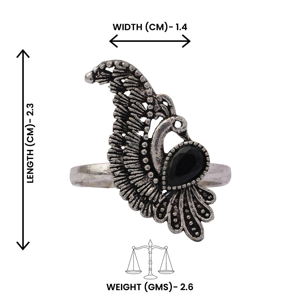 Morprabha-Silver oxidised ring