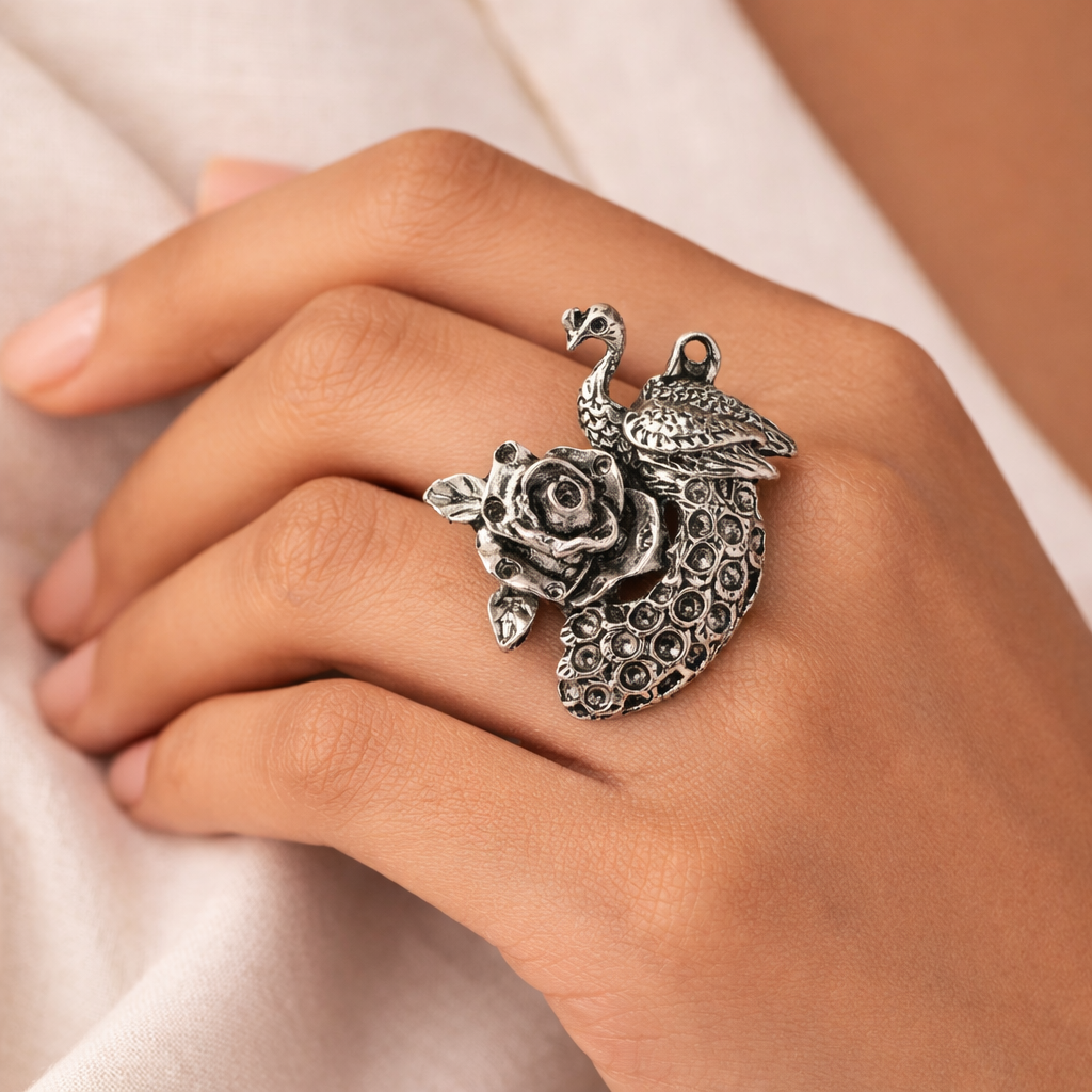 Morvalli- Silver oxidised ring