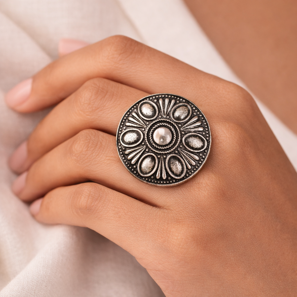 Valaya- Silver oxidised ring
