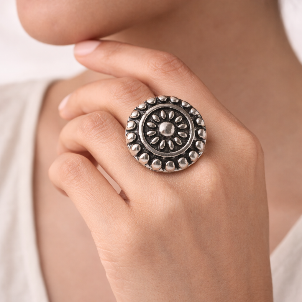 Shilpika- Silver oxidised ring