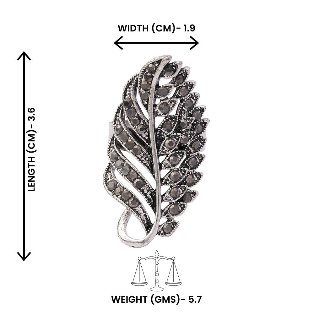 Ragini- Silver oxidised ring