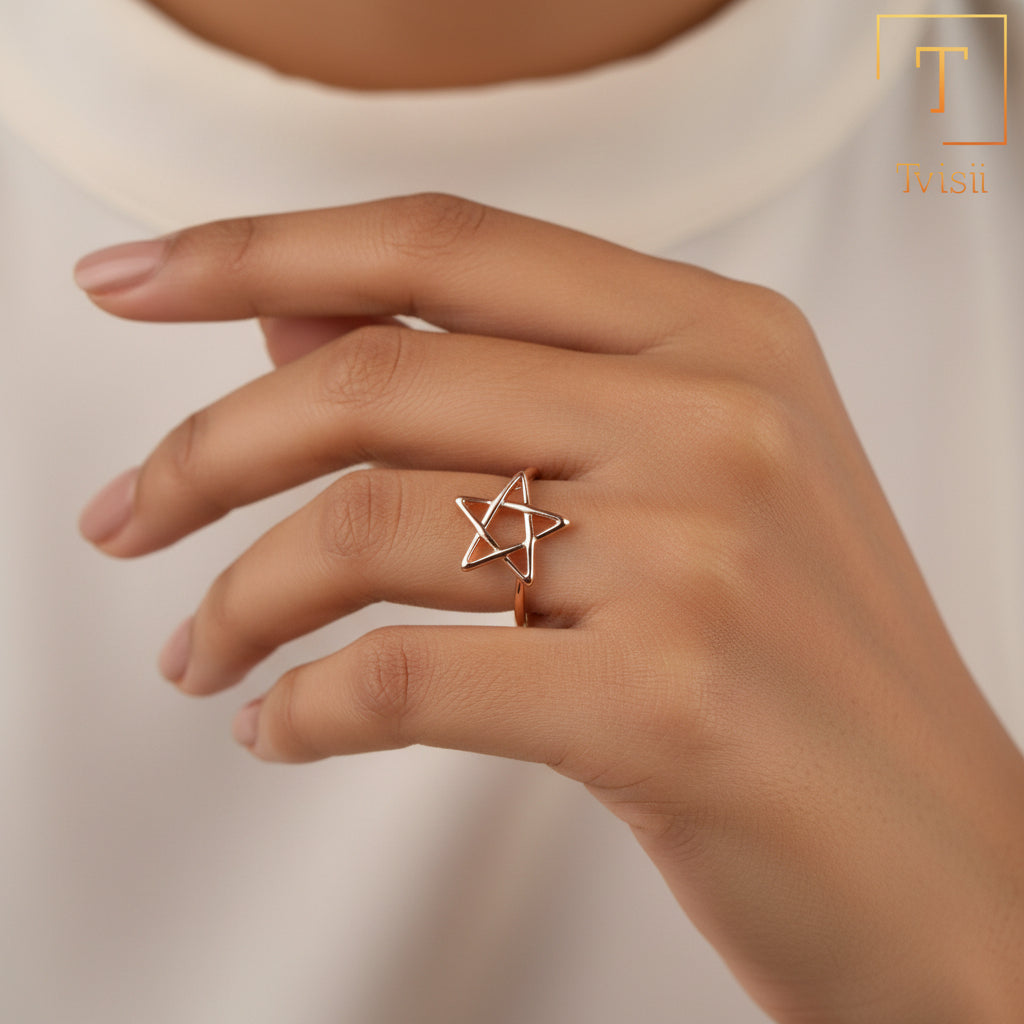 Stunning Star- Metal star ring