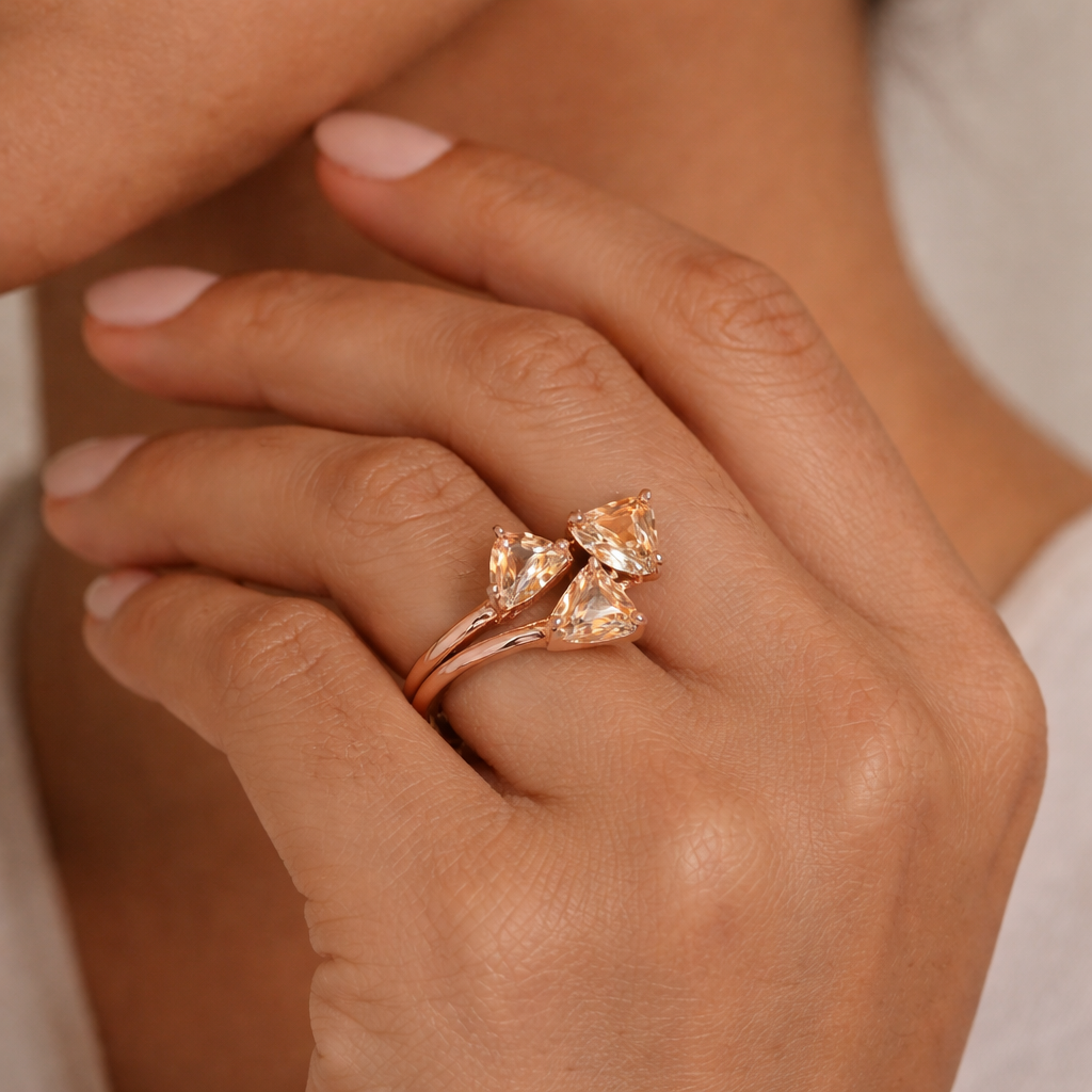 Bare Gleam- Stone studded metal ring