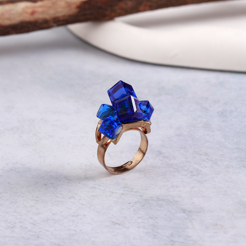 Crystal Loop- Stone studded metal ring