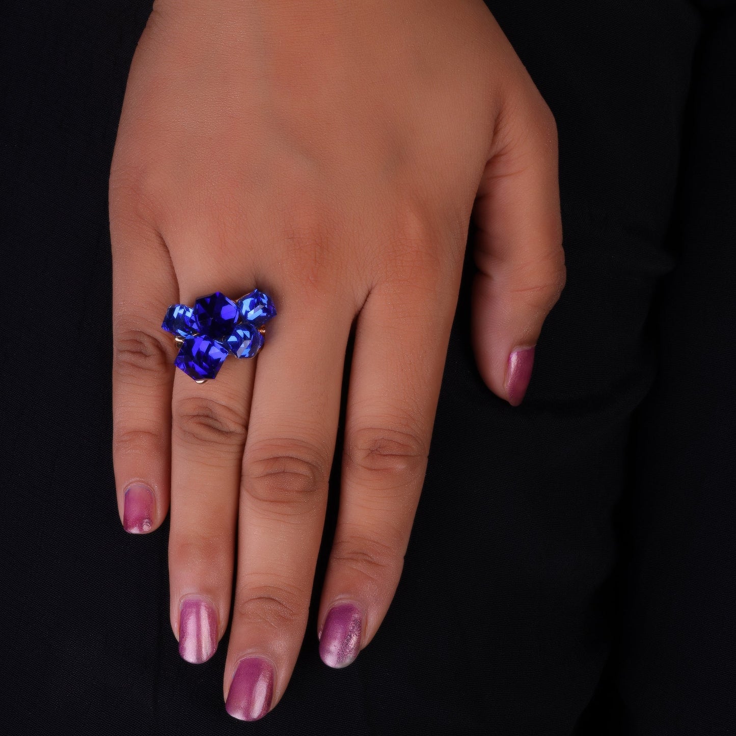 Crystal Loop- Stone studded metal ring