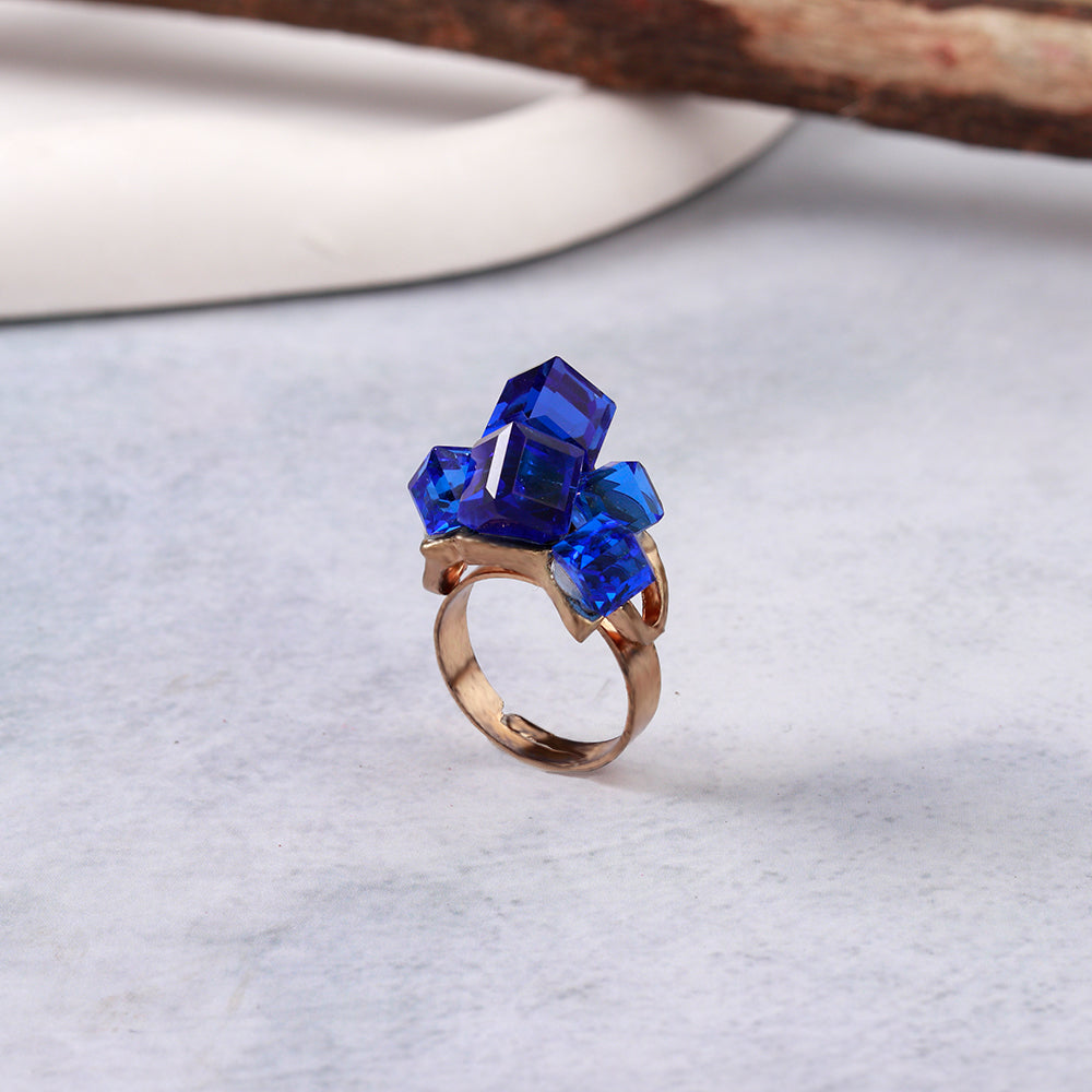 Crystal Loop- Stone studded metal ring
