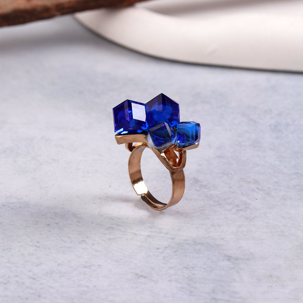 Crystal Loop- Stone studded metal ring